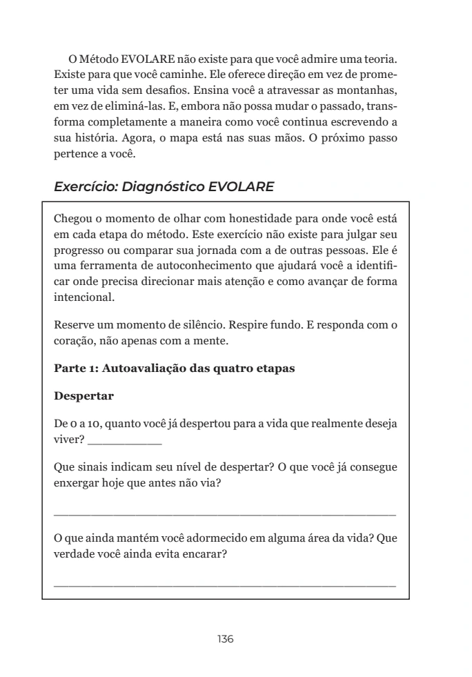 Página 136 do livro com o exercício Diagnóstico EVOLARE.
